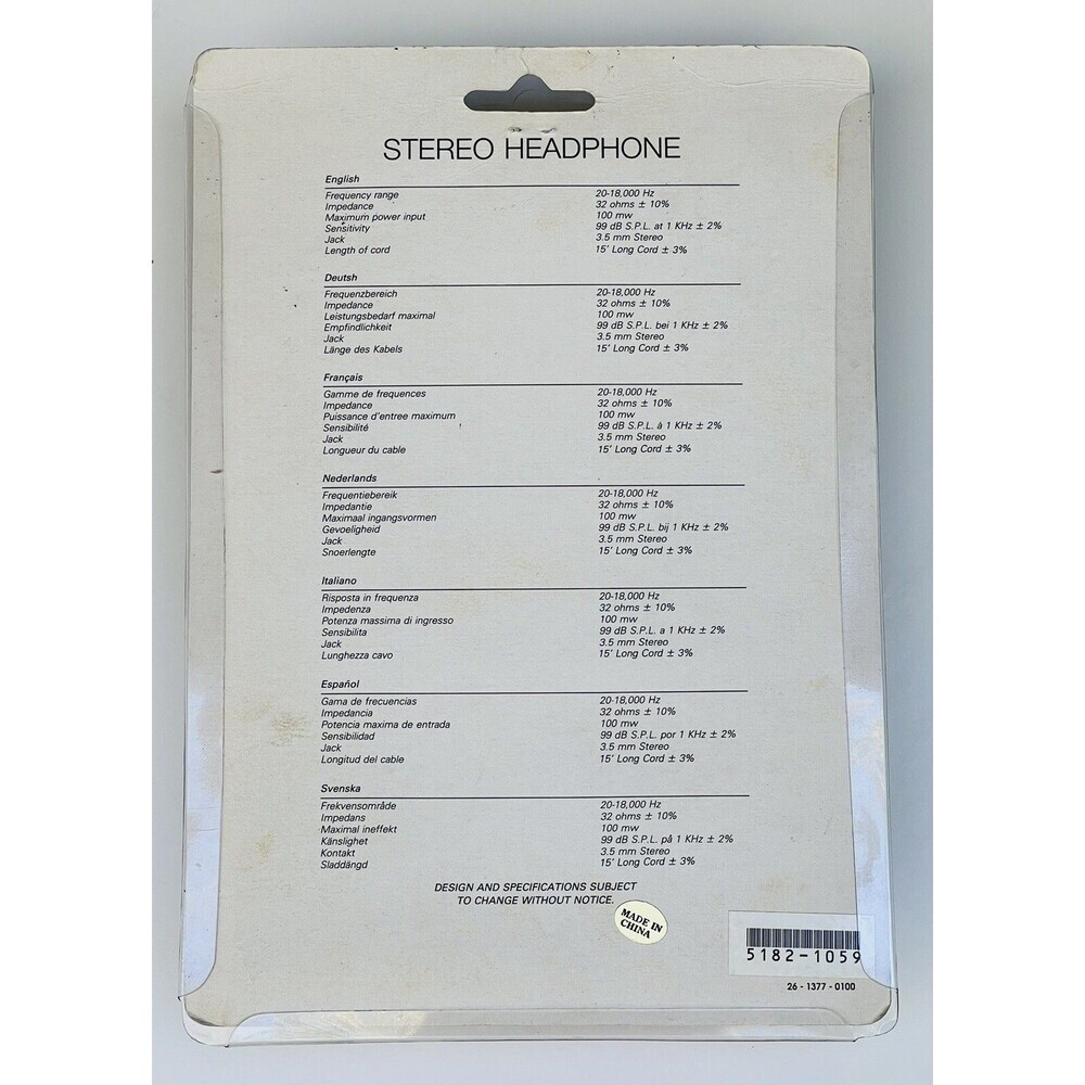 NEW IN BOX Vintage‎ Headphones with Volume Control By Uni Tone - Picture 2 of 2